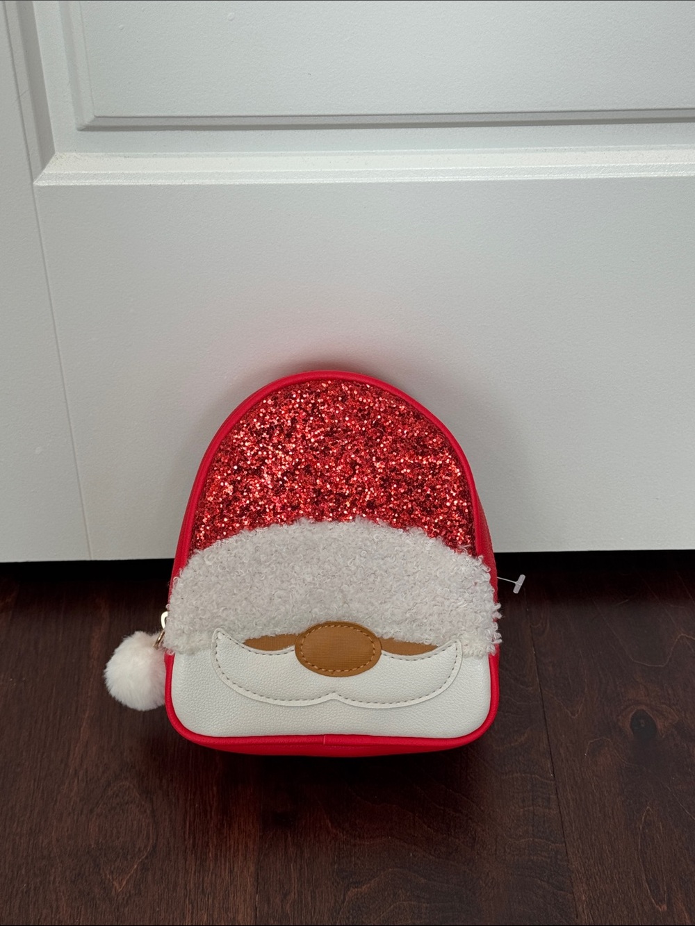 NEW Bath & Body Works Vegan Red Leather Santa Travel Zippered Bag Pouch Santa